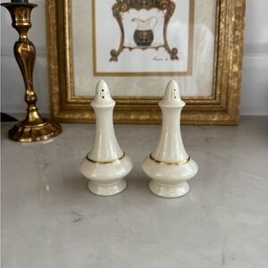Vintage Lenox Regency 4" Salt and Pepper Set w/24k Handpainted Gold Trim 1930s